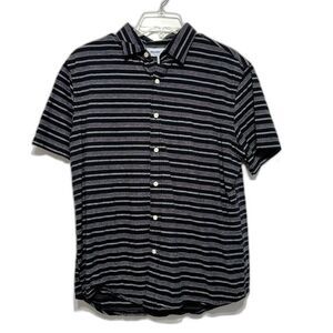 Old Navy Button Up Collared Short Sleeve Shirt Black Relaxed Fit Mens sz Medium